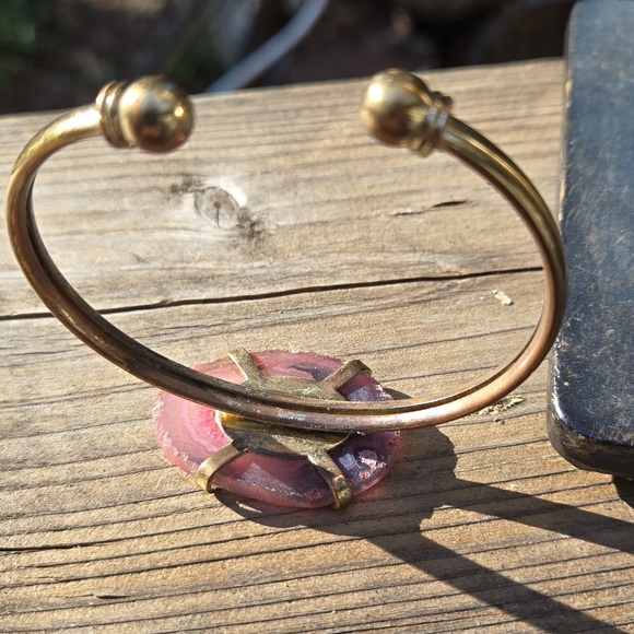 Pink Agate Natural gemstone crystal bracelet 8" adjustable - Picture 5 of 5